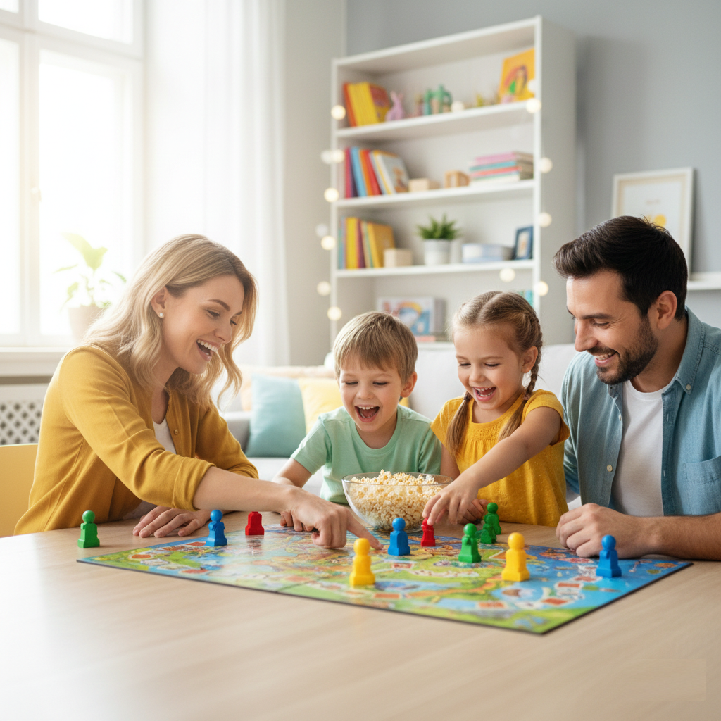[Image of Family playing board game]